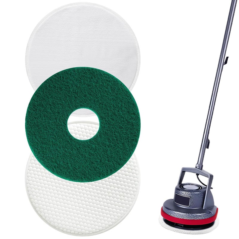 Potchen 3 Pack 12" Floor Machine Pads Compatible with Oreck Commercial 550MC 437.056 Orbiter Scrubber Machine, Microfiber Carpet Bonnet, Floor Buffer Pad for Deep Cleaning (Stripper & Bonnet & Buffer) - Image 1